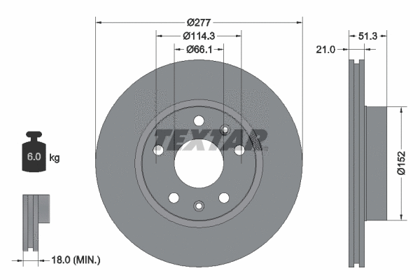 92115705 TEXTAR Тормозной диск (фото 1)