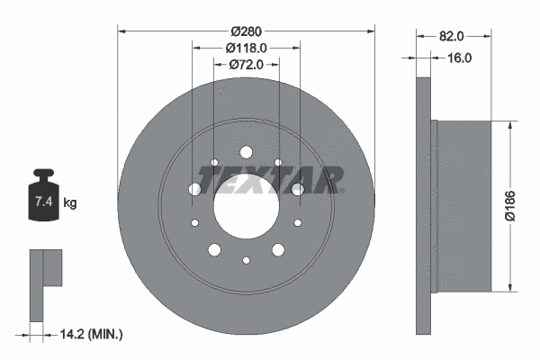 92116100 TEXTAR Тормозной диск (фото 1)
