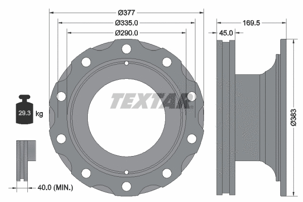 92116500 TEXTAR Тормозной диск (фото 1)