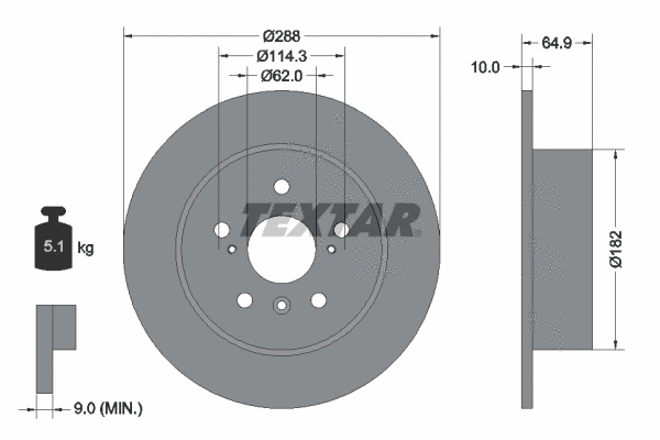 92117000 TEXTAR Тормозной диск (фото 1)