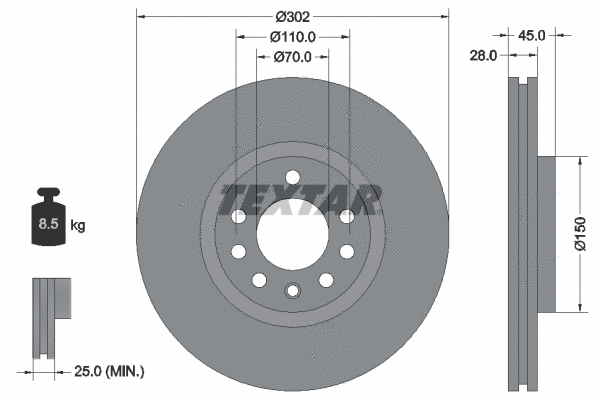 92118300 TEXTAR Тормозной диск (фото 1)