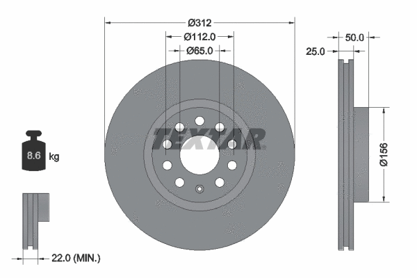 92120505 TEXTAR Тормозной диск (фото 1)