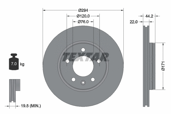 92121403 TEXTAR Тормозной диск (фото 1)