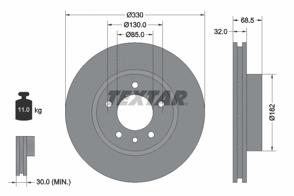 92121500 TEXTAR Тормозной диск (фото 1)