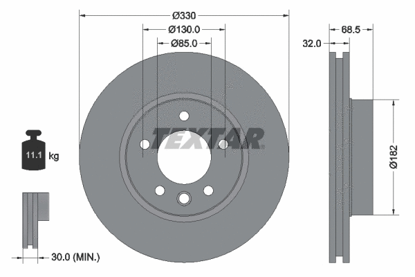 92121603 TEXTAR Тормозной диск (фото 1)