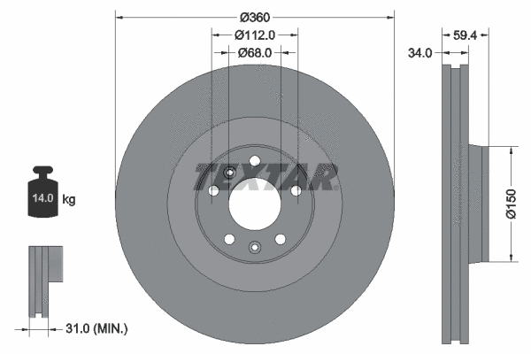 92122200 TEXTAR Тормозной диск (фото 1)