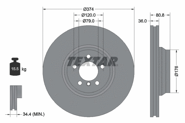 92123000 TEXTAR Тормозной диск (фото 1)