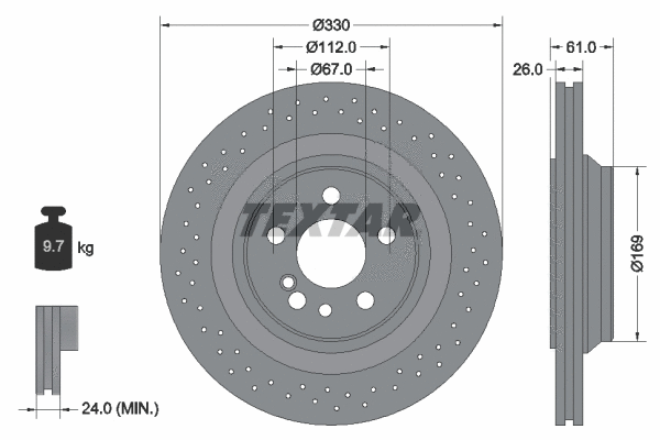 92124300 TEXTAR Тормозной диск (фото 1)