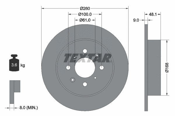 92125400 TEXTAR Тормозной диск (фото 1)