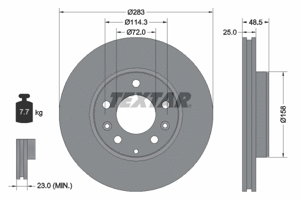 92125500 TEXTAR Тормозной диск (фото 1)