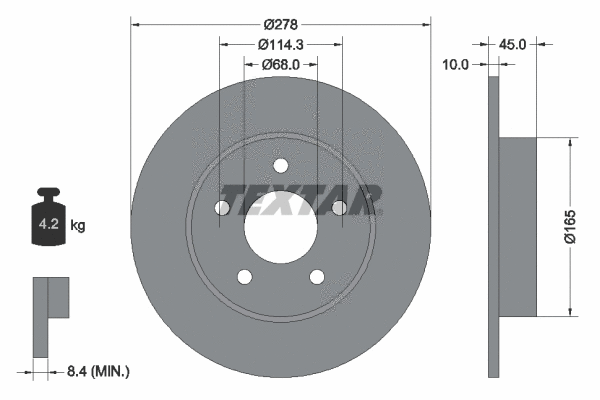 92125703 TEXTAR Тормозной диск (фото 1)