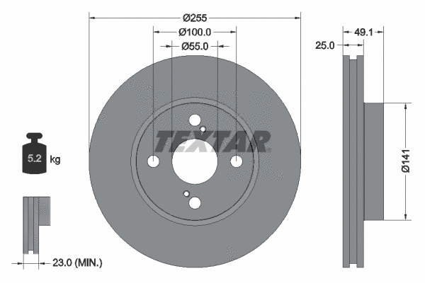 92125900 TEXTAR Тормозной диск (фото 1)