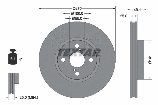 92126003 TEXTAR Тормозной диск (фото 1)