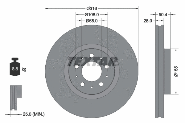 92126600 TEXTAR Тормозной диск (фото 1)