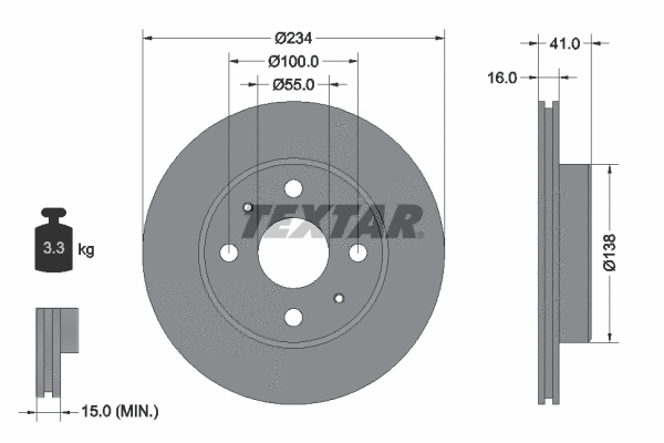 92129100 TEXTAR Тормозной диск (фото 1)