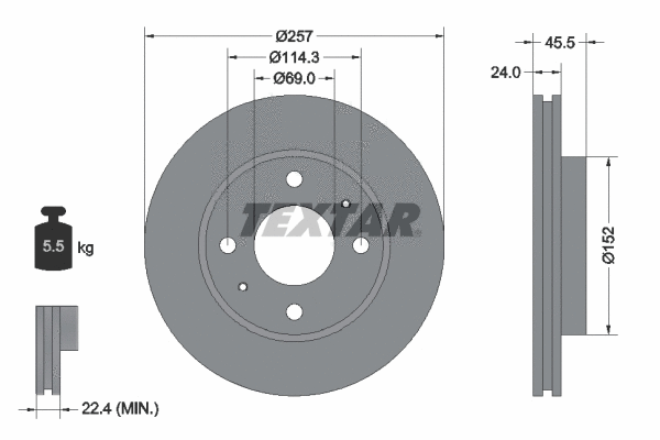92130803 TEXTAR Тормозной диск (фото 1)