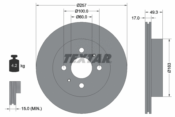 92131200 TEXTAR Тормозной диск (фото 1)