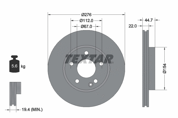 92131900 TEXTAR Тормозной диск (фото 1)