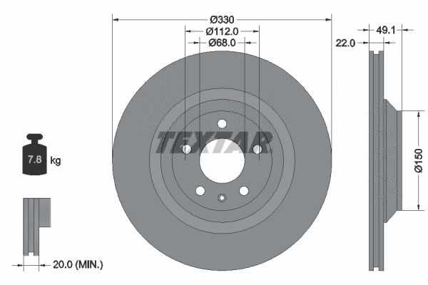 92132600 TEXTAR Тормозной диск (фото 1)