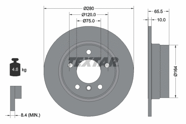 92132903 TEXTAR Тормозной диск (фото 1)