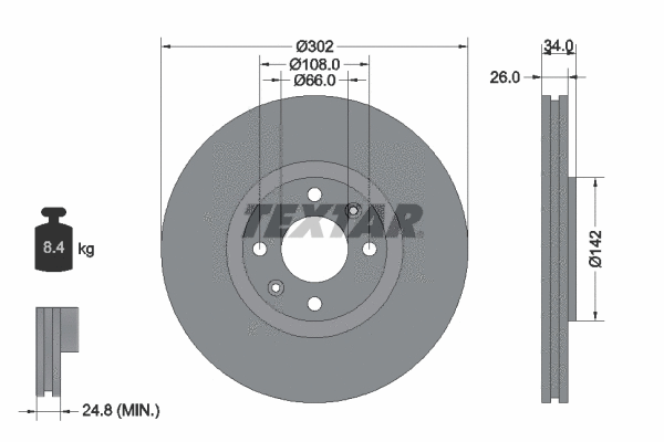 92133200 TEXTAR Тормозной диск (фото 1)