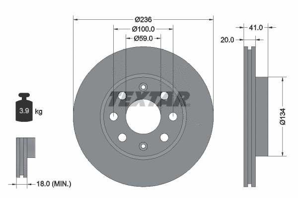 92133403 TEXTAR Тормозной диск (фото 1)