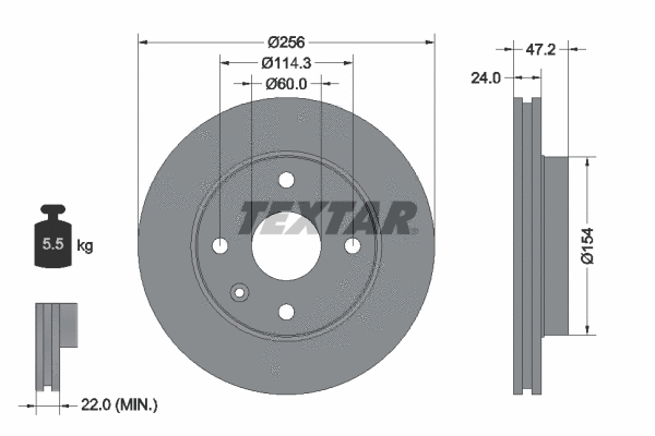 92133500 TEXTAR Тормозной диск (фото 1)
