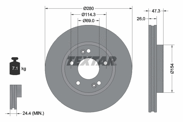 92133900 TEXTAR Тормозной диск (фото 1)