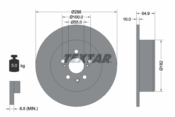 92135900 TEXTAR Тормозной диск (фото 1)