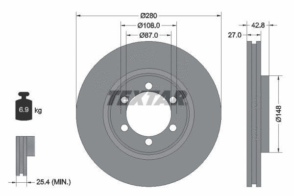 92136500 TEXTAR Тормозной диск (фото 1)