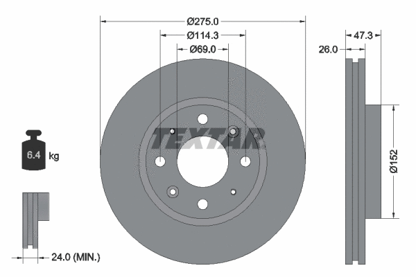 92136703 TEXTAR Тормозной диск (фото 1)