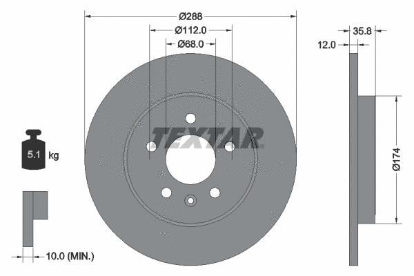92137000 TEXTAR Тормозной диск (фото 1)