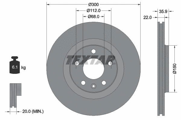 92137105 TEXTAR Тормозной диск (фото 1)