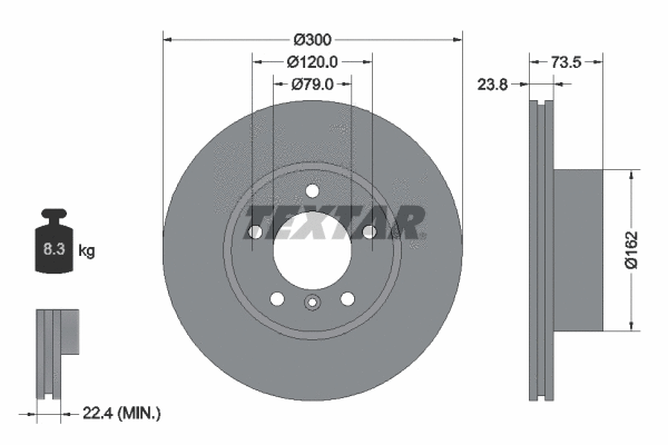 92137705 TEXTAR Тормозной диск (фото 1)