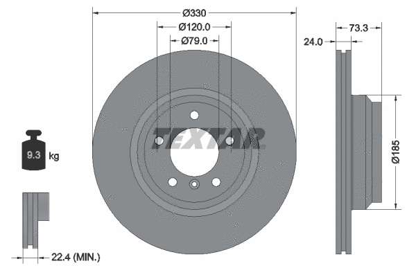 92137800 TEXTAR Тормозной диск (фото 1)