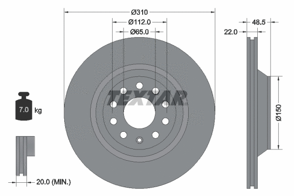 92140700 TEXTAR Тормозной диск (фото 1)
