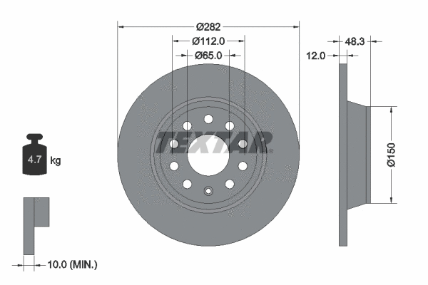 92140800 TEXTAR Тормозной диск (фото 1)
