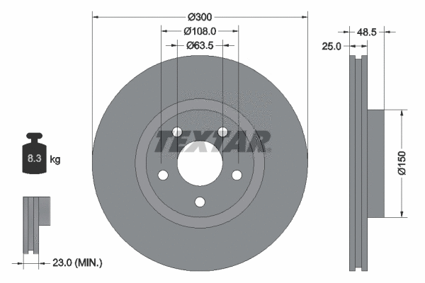 92141300 TEXTAR Тормозной диск (фото 1)