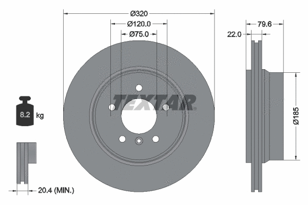 92141603 TEXTAR Тормозной диск (фото 1)