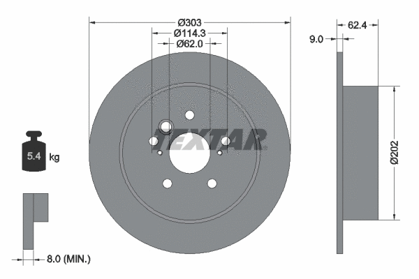 92144103 TEXTAR Тормозной диск (фото 1)