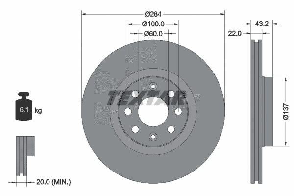 92145803 TEXTAR Тормозной диск (фото 1)