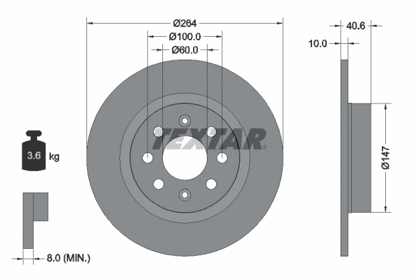 92145900 TEXTAR Тормозной диск (фото 1)