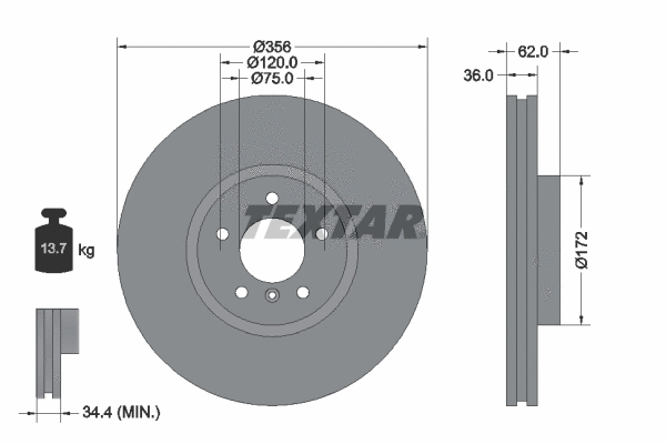 92146200 TEXTAR Тормозной диск (фото 1)