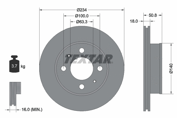 92146800 TEXTAR Тормозной диск (фото 1)