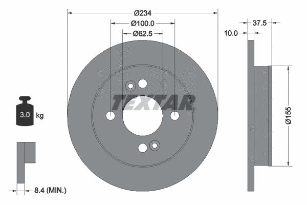 92147200 TEXTAR Тормозной диск (фото 1)