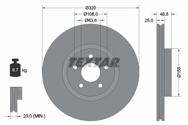 92149100 TEXTAR Тормозной диск (фото 1)