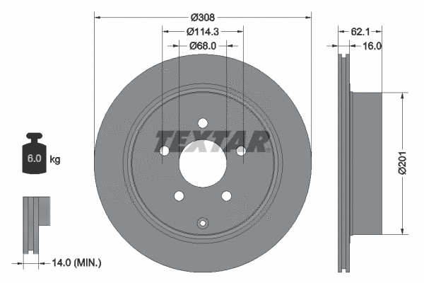 92149300 TEXTAR Тормозной диск (фото 1)