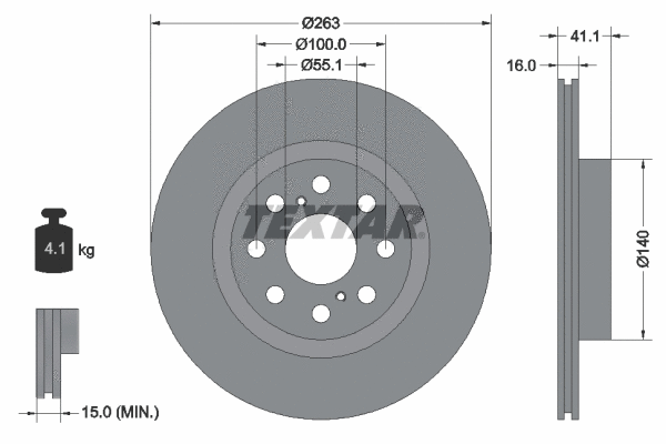 92149700 TEXTAR Тормозной диск (фото 1)