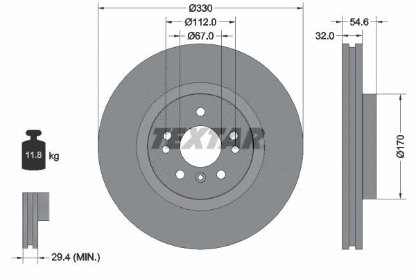 92150600 TEXTAR Тормозной диск (фото 1)