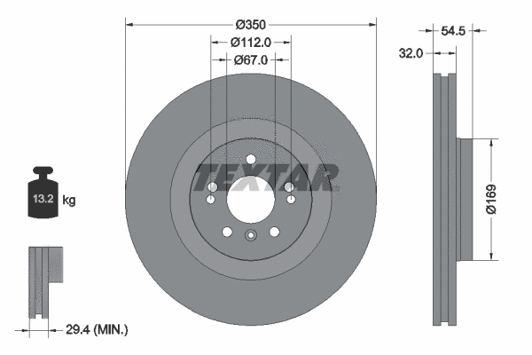 92150703 TEXTAR Тормозной диск (фото 1)